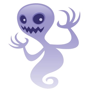 Vector cartoon illustration of a spooky ghost character with an evil grin. Great for scary Halloween designs. BOO!