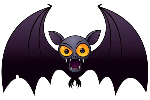 Vector cartoon illustration of a Halloween Vampire Bat with big orange eyes.
