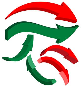 Set of Red and Green Arrows in Different Shapes