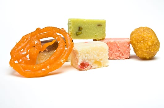 Abstract vibrant selection of Asian Confectionery from low perspective
