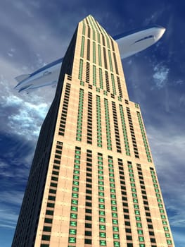 Skyscraper with Zeppelin