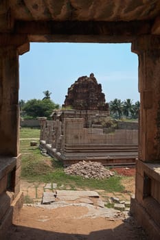 Ancient Hindu temple Achyutaraya Temple. Ancient civilization ruins in Hampi, Karnataka, India
