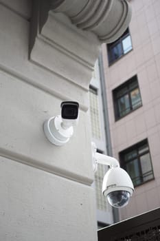 CCTV security camera operating outdoor ,