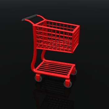Shopping cart red on black