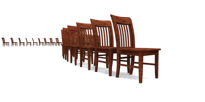 3D Chair Row - Brown 04
