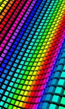 3D Cube - Rainbow Wave 02
