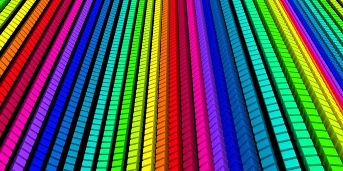 3D Cube - Rainbow Wave 01