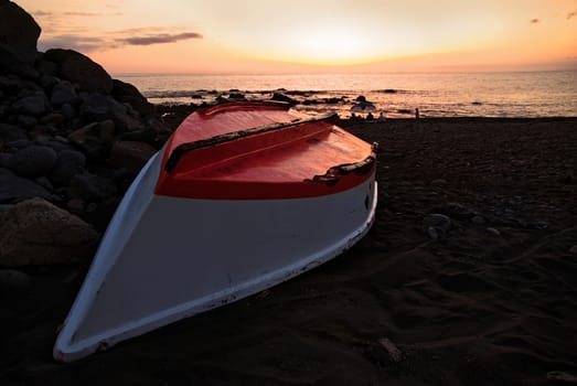 Fishing boat in sunset
