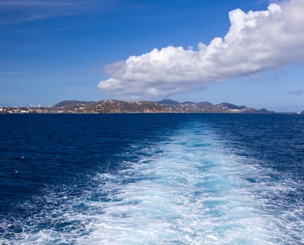 Leaving Red Hook harbor on the island of St Thomas in the Caribbean
