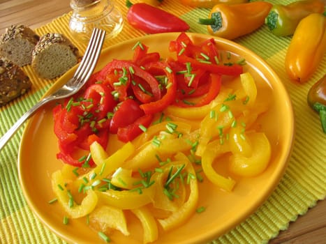 Sweet and sour salad of boiled peppers