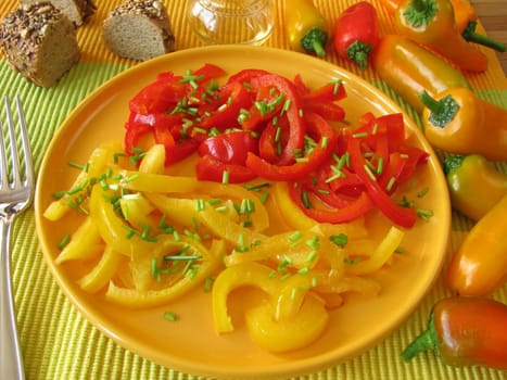 Sweet and sour salad of boiled peppers