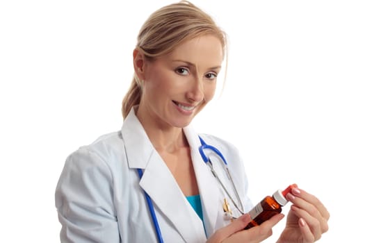 Naturapath or doctor holding a bottle