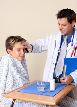 Doctor checks up on a young patient