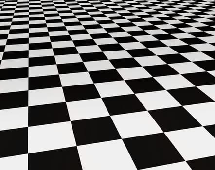 a large image of black and white floor going of into the distance