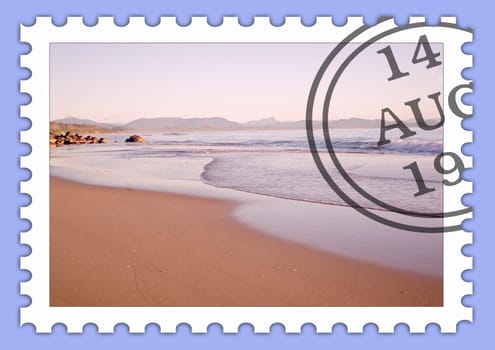 stamp of the waves gently coming in on the tropical sandy beach