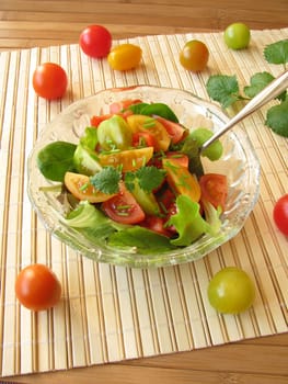 Salad with colorful tomatoes