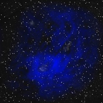 big blue space nebula and stars