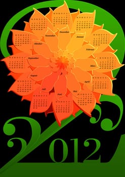 Calendar 2012 - Stylized Flower (Holidays Germany)