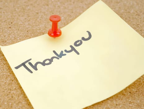 great image of a thankyou note pinned to a corkboard