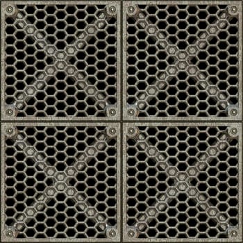 a large image of a metal gridwork barrier