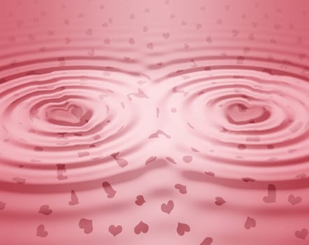 two heart drops together in a sea of lovehearts