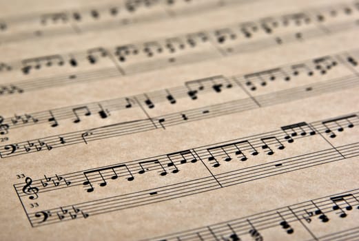 great image of musical notes on brown parchment paper