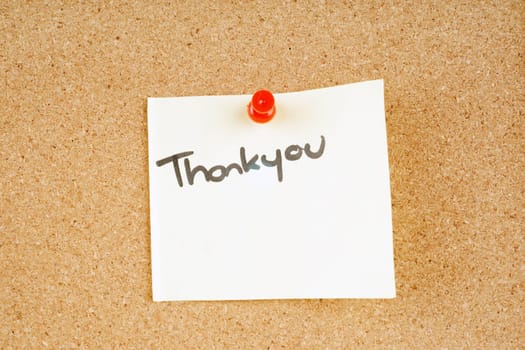 great image of a thankyou note pinned to a corkboard