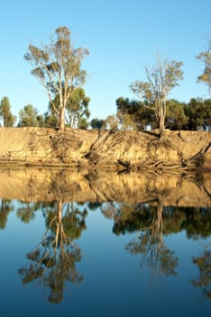 an old wooden house amongst the trees on the river murray