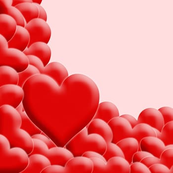 lots of red hearts on a soft pink background