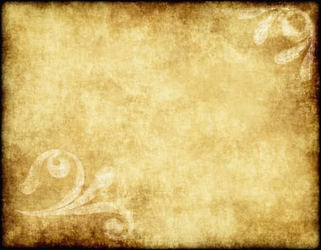large old paper or parchment background texture with large floral design