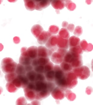 brightly backlit red cells on white background under the microscope