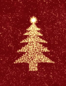 christmas tree made up of stars in the night sky