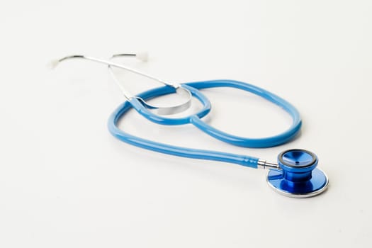 great image of a blue stethoscope on white