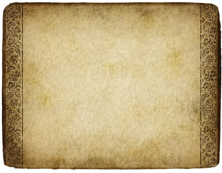 old grunge and marked parchment with ornamental design