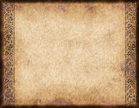 old grunge and marked parchment with ornamental design