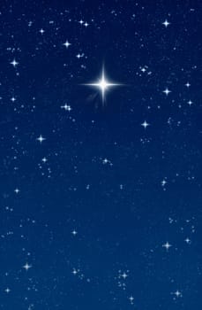 big bright wishing star in the night sky