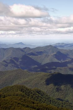 section of the view looking at the distant mountains (world heritage area) at point lookout