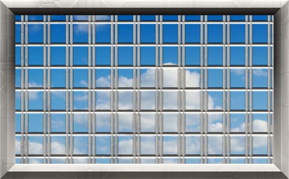 great image of a perfect blue sky through the bars or grill