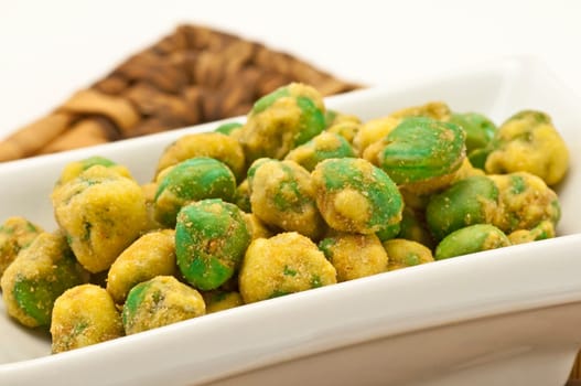 Baking peas with wasabi coating