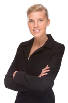 Studio shot of a young businesswoman
