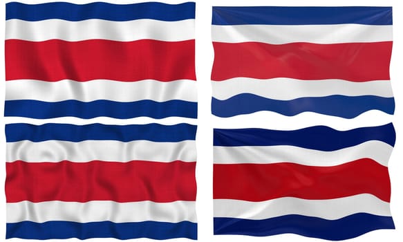 Great Image on white of four Flags of  Costa Rica