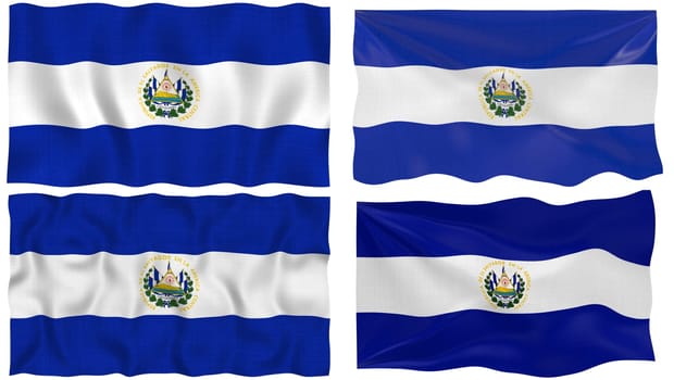 Great Image on white of four Flags of El Salvador