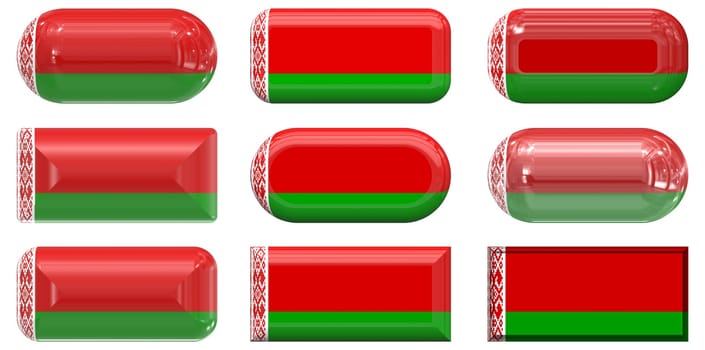 nine glass buttons of the  Flag of Belarus