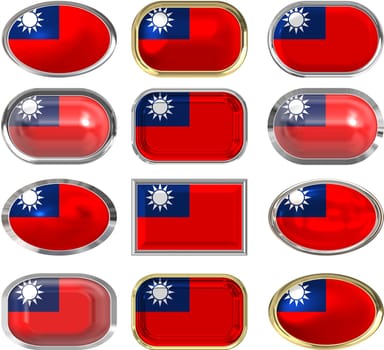 twelve buttons of the Flag of Republic of China Taiwan