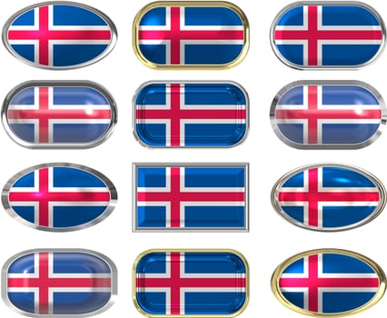 twelve Great buttons of the Flag of Iceland