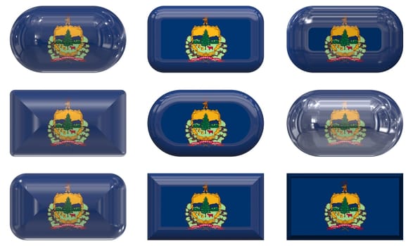 nine glass buttons of the  Flag of vermont