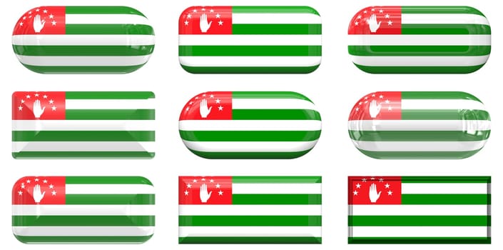 nine glass buttons of the Flag of Abkhazia