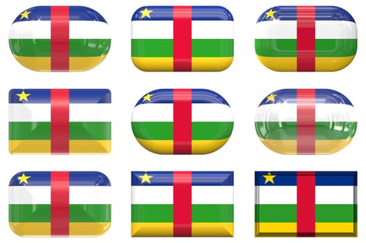 nine glass buttons of the  Flag of Central African Republic