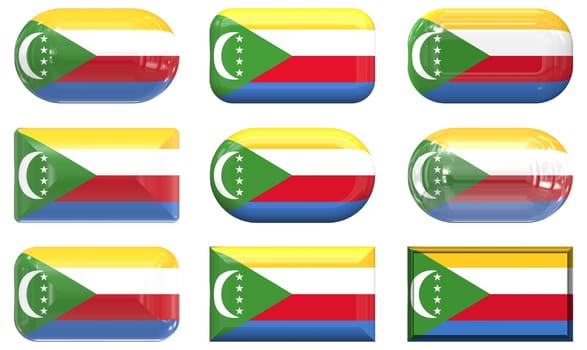 nine glass buttons of the  Flag of Comoros