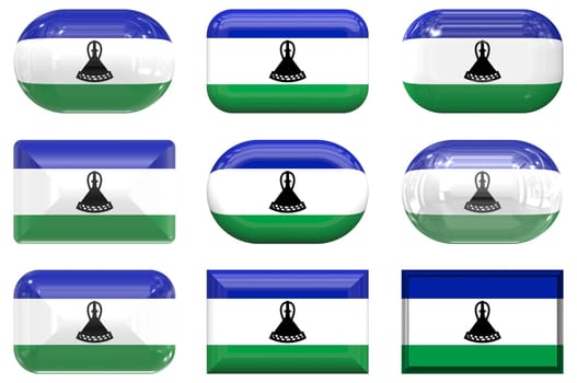 nine glass buttons of the Flag of Lesotho